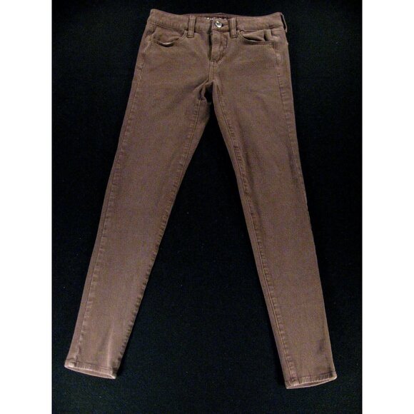 AMERICAN EAGLE Jegging Jeans Womans Sz 2 Brown Green Denim Stretch Skinny Comfor - Picture 1 of 10